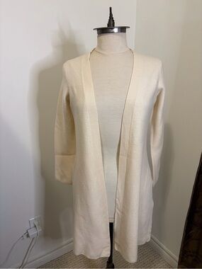 ADRIENNE VITTADINI 100% Extra Fine Merino Wool Long Open Cardigan Sweater LARGE